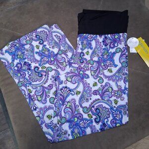 Fit 4U Paisley Print Wide Leg High Waist Yoga Pants NWT Sz XL